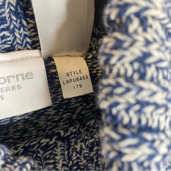 Vintage Liz Claiborne Blue Marled Knit Long Sleeve Snowflake Turtleneck … - Picture 7 of 8